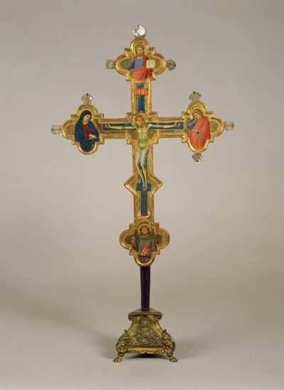 Portable Cross, decorated with scenes of The Crucified Christ with the Virgin, St. John the Evangelist and St. Francis (obverse) by Luca di Tommè